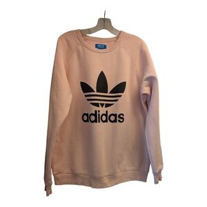 Adidas Women's Light Pink Sweatshirt with Black Logo -L